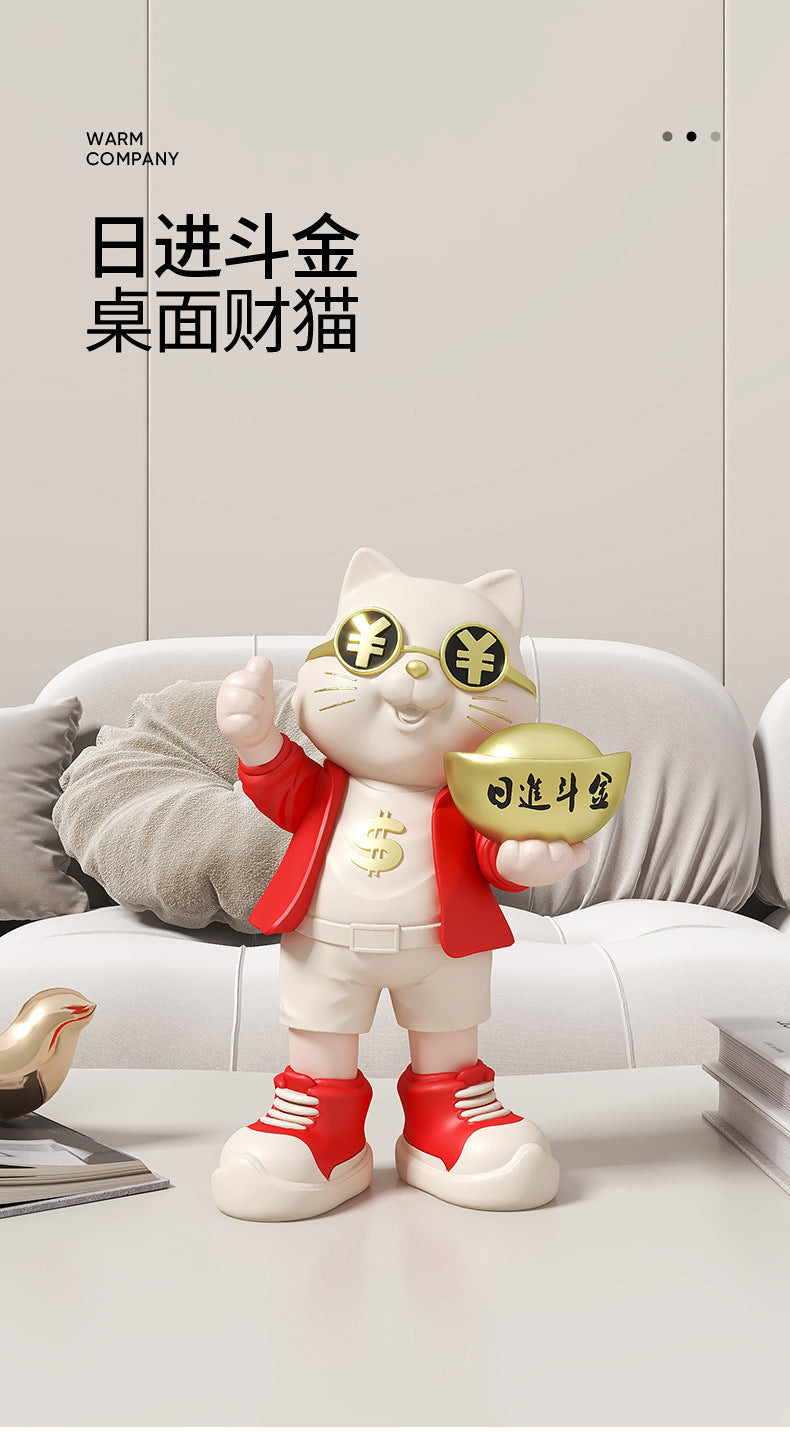 Fortune Cat Ornament for Store Opening, Cashier Gift, Living Room TV Cabinet, Wine Cabinet, Entrance Hall, Office Home Decoration