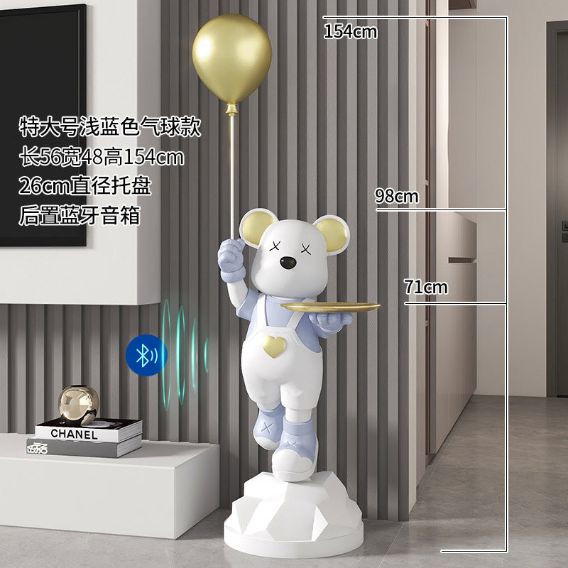 Heart-Shaped Violent Bear Floor Storage Moon Lamp Decorative Ornament Housewarming Gift Living Room Bedroom Resin Craft