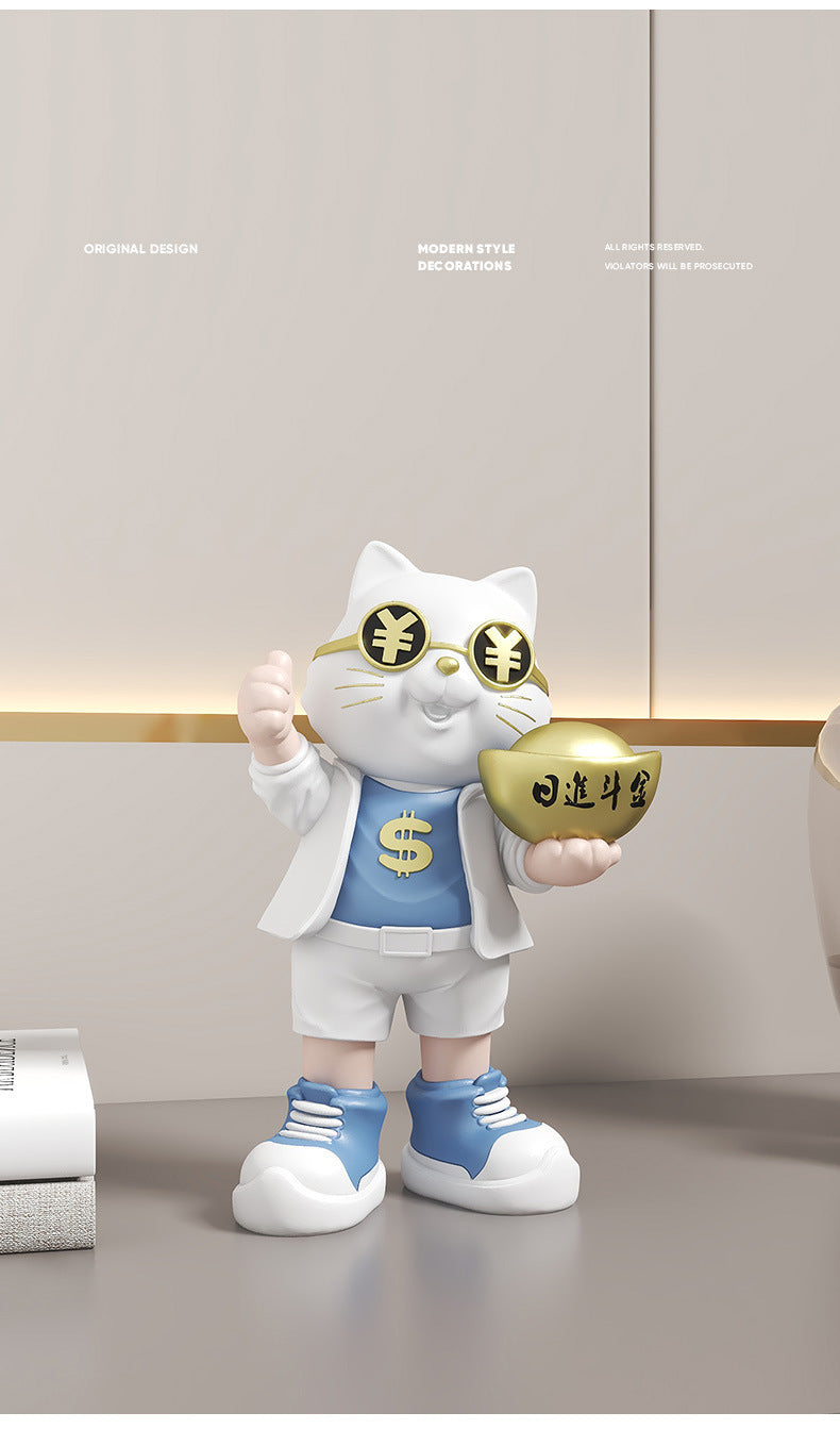 Fortune Cat Ornament for Store Opening, Cashier Gift, Living Room TV Cabinet, Wine Cabinet, Entrance Hall, Office Home Decoration