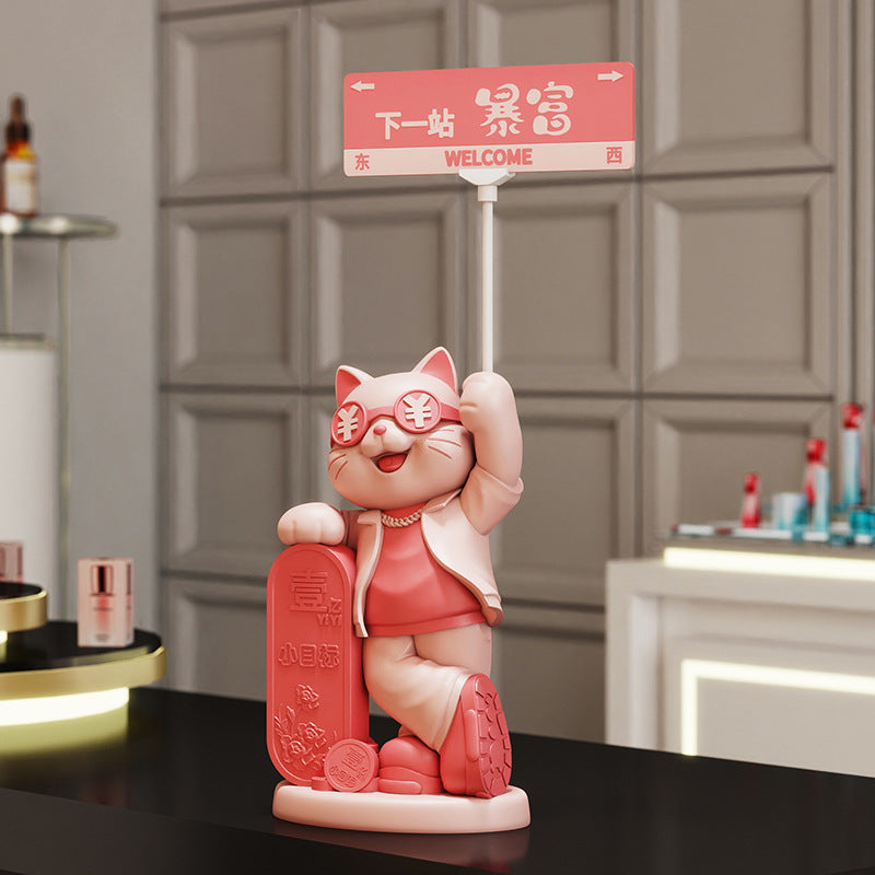 Creative Front Desk Cashier Creative Lucky Cat Desktop Decoration Ornament New Store Opening Front Desk Decoration Gift for Friends