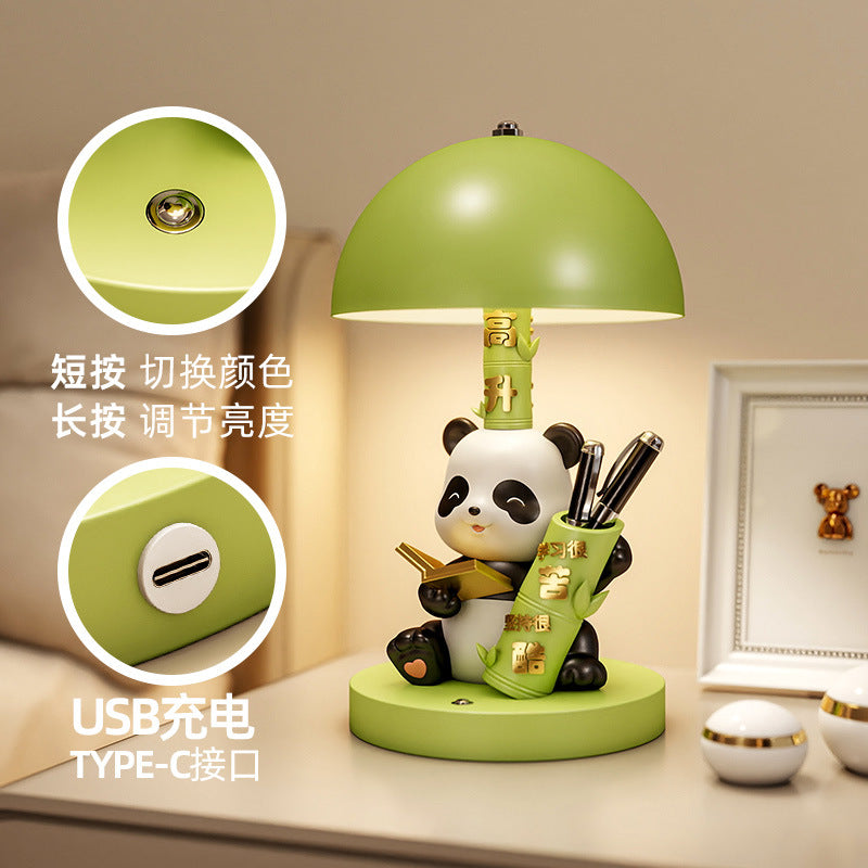 Panda Rechargeable Table Lamp Three Colors Bedside Lamp Bedroom Bedside Desk Desktop High-end Decorations Housewarming Gifts