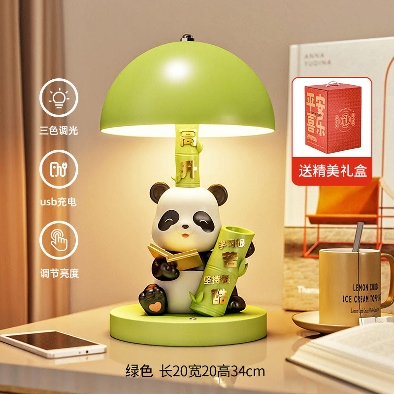 Panda Rechargeable Table Lamp Three Colors Bedside Lamp Bedroom Bedside Desk Desktop High-end Decorations Housewarming Gifts