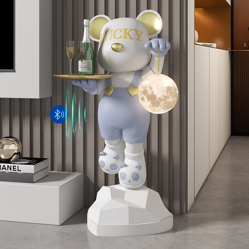 Lucky Violent Bear Floor Large Ornament Tray Storage Moon Lamp TV Cabinet Side Sofa Decoration Housewarming Gift