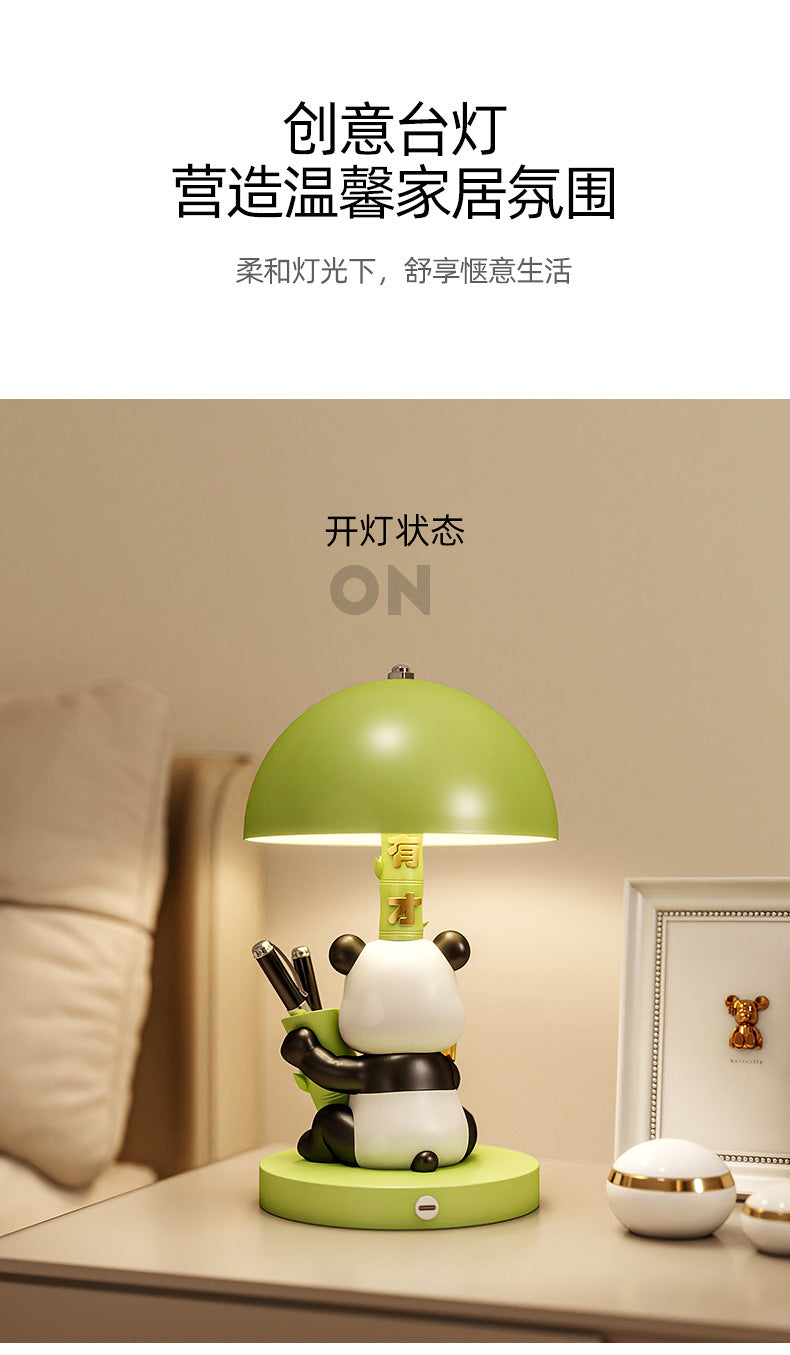 Panda Rechargeable Table Lamp Three Colors Bedside Lamp Bedroom Bedside Desk Desktop High-end Decorations Housewarming Gifts