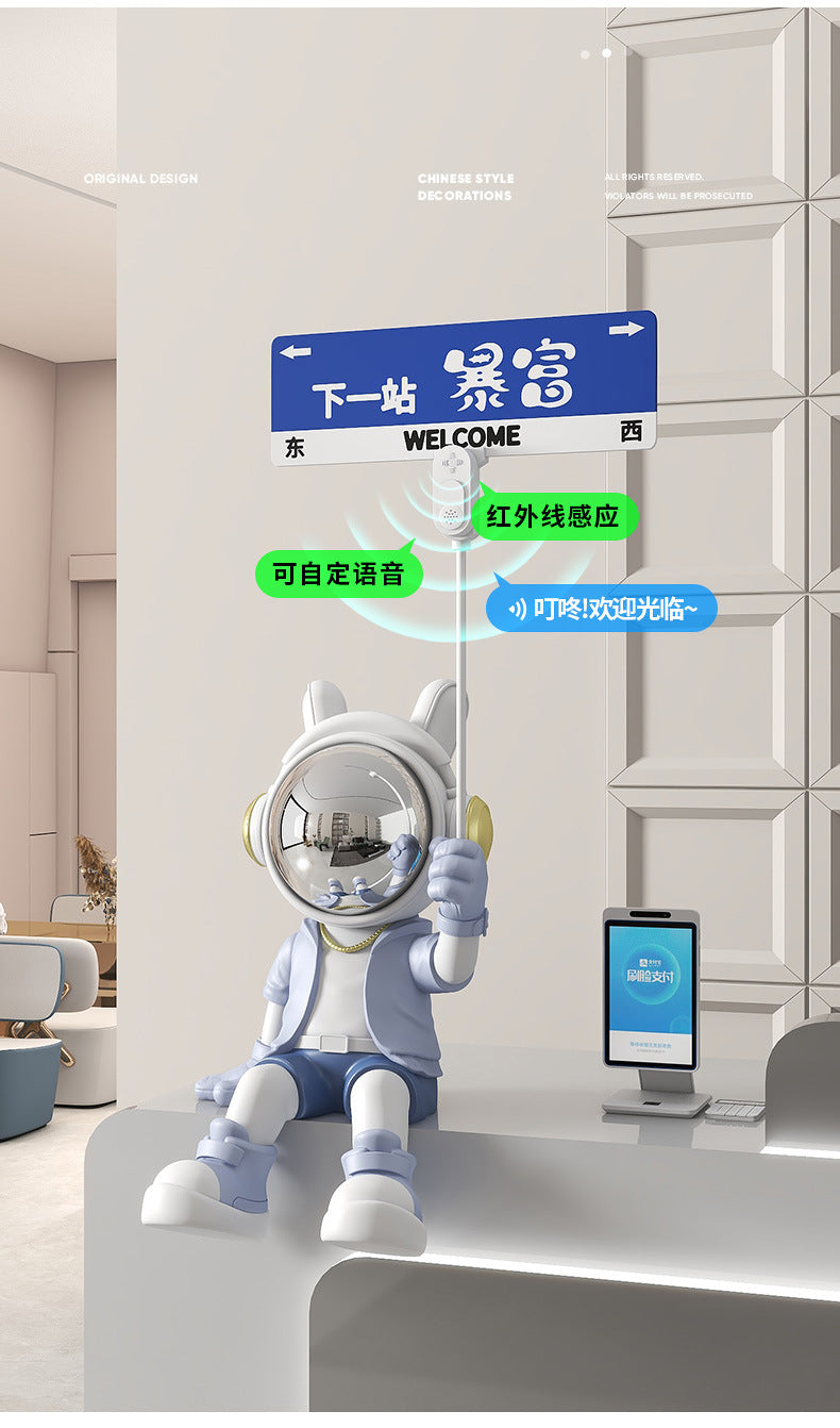 Astronaut Sitting Figurine Living Room TV Cabinet Large Entrance Floor Decoration Money Box Bluetooth Speaker