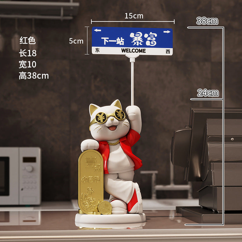 Creative Front Desk Cashier Creative Lucky Cat Desktop Decoration Ornament New Store Opening Front Desk Decoration Gift for Friends