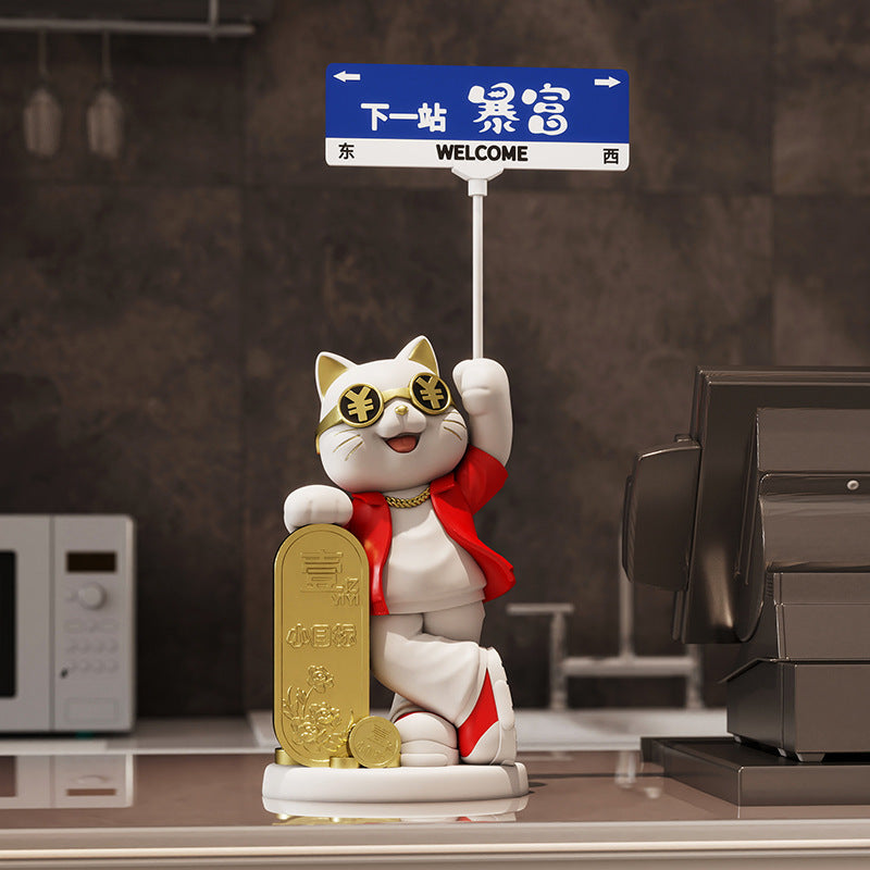 Creative Front Desk Cashier Creative Lucky Cat Desktop Decoration Ornament New Store Opening Front Desk Decoration Gift for Friends