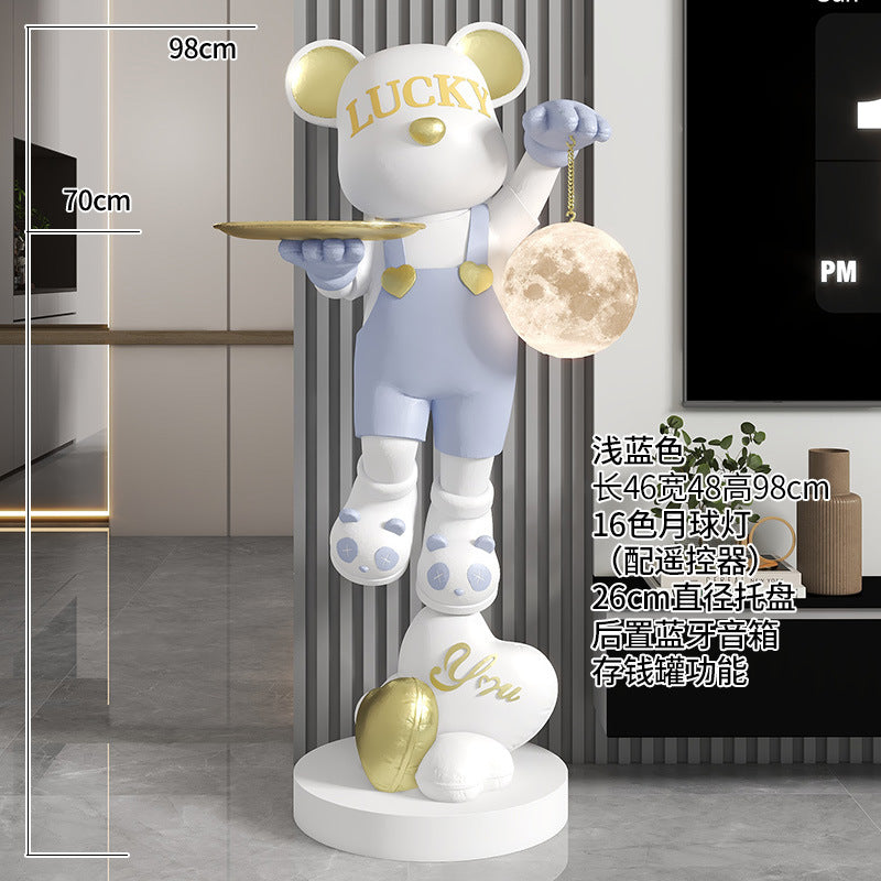 Lucky Violent Bear Floor Large Ornament Tray Storage Moon Lamp TV Cabinet Side Sofa Decoration Housewarming Gift