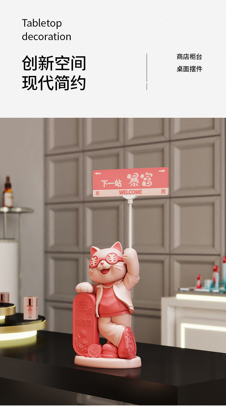 Creative Front Desk Cashier Creative Lucky Cat Desktop Decoration Ornament New Store Opening Front Desk Decoration Gift for Friends
