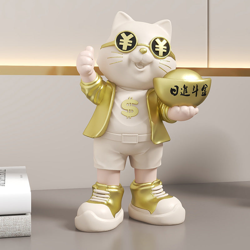 Fortune Cat Ornament for Store Opening, Cashier Gift, Living Room TV Cabinet, Wine Cabinet, Entrance Hall, Office Home Decoration