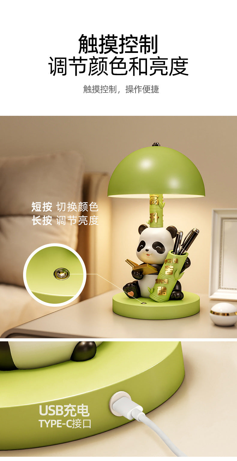 Panda Rechargeable Table Lamp Three Colors Bedside Lamp Bedroom Bedside Desk Desktop High-end Decorations Housewarming Gifts