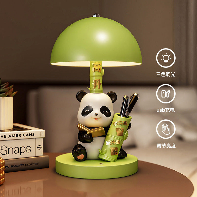 Panda Rechargeable Table Lamp Three Colors Bedside Lamp Bedroom Bedside Desk Desktop High-end Decorations Housewarming Gifts