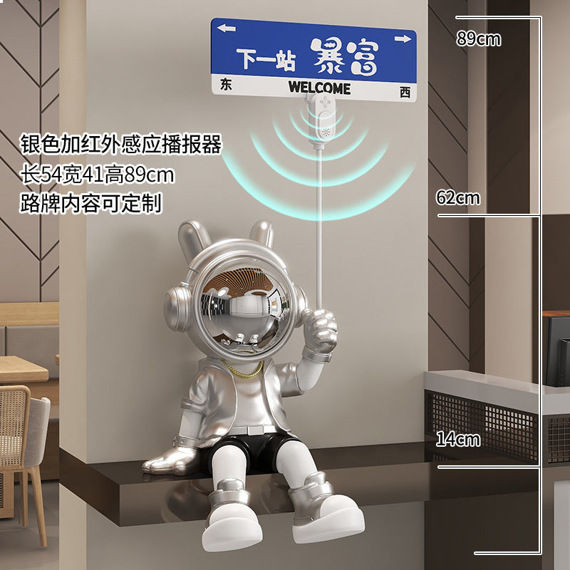 Astronaut Sitting Figurine Living Room TV Cabinet Large Entrance Floor Decoration Money Box Bluetooth Speaker