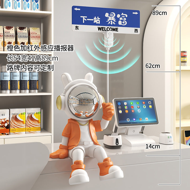 Astronaut Sitting Figurine Living Room TV Cabinet Large Entrance Floor Decoration Money Box Bluetooth Speaker