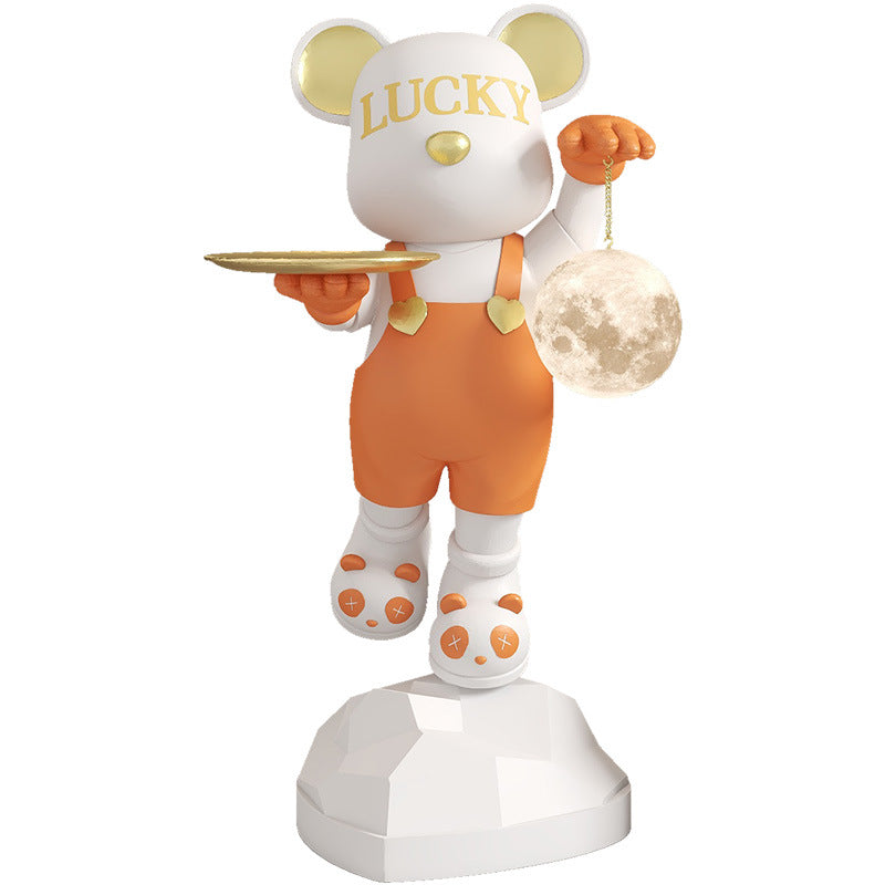Lucky Violent Bear Floor Large Ornament Tray Storage Moon Lamp TV Cabinet Side Sofa Decoration Housewarming Gift