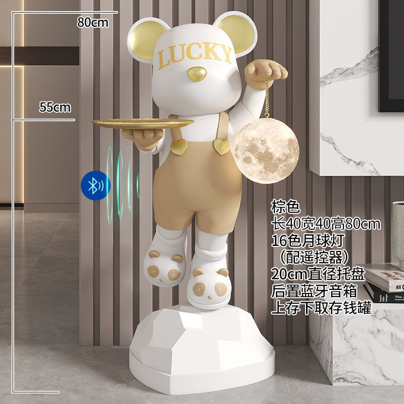 Lucky Violent Bear Floor Large Ornament Tray Storage Moon Lamp TV Cabinet Side Sofa Decoration Housewarming Gift