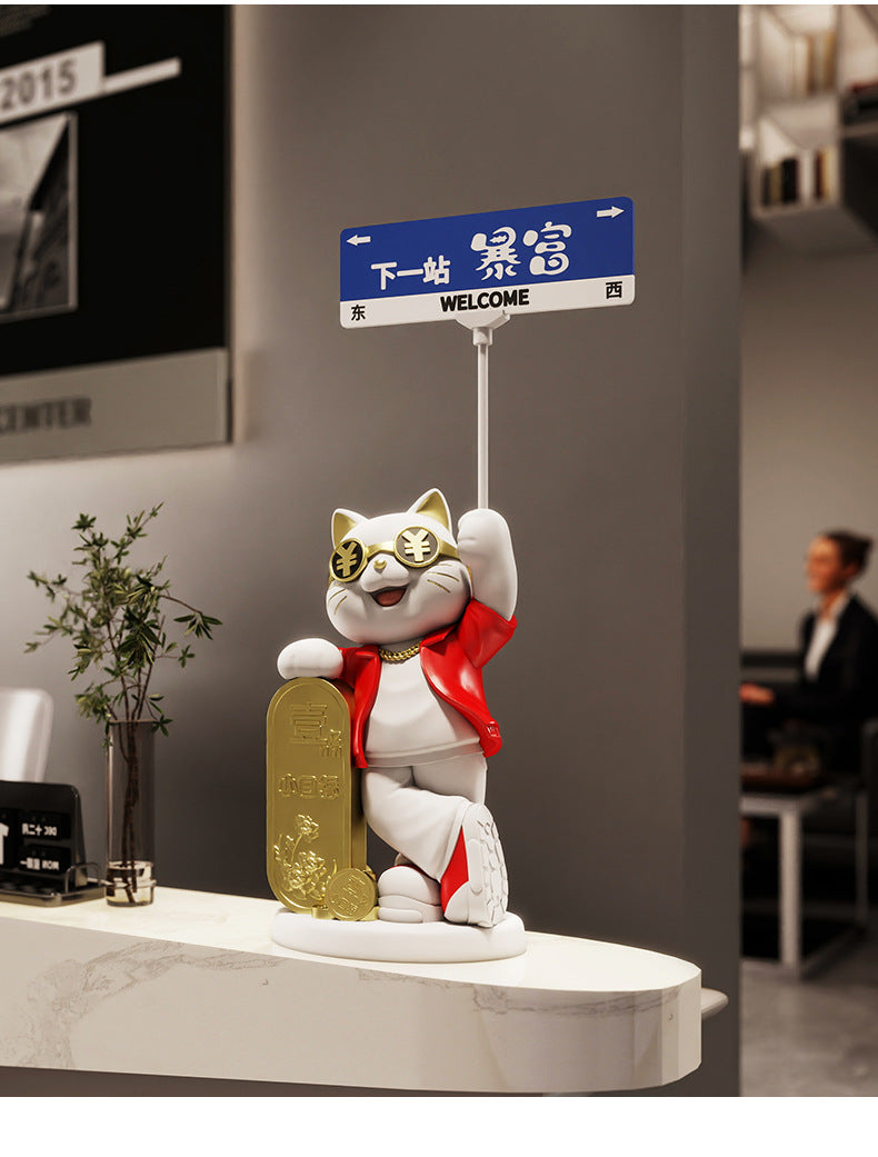 Creative Front Desk Cashier Creative Lucky Cat Desktop Decoration Ornament New Store Opening Front Desk Decoration Gift for Friends