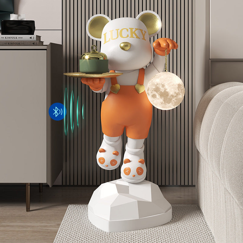 Lucky Violent Bear Floor Large Ornament Tray Storage Moon Lamp TV Cabinet Side Sofa Decoration Housewarming Gift