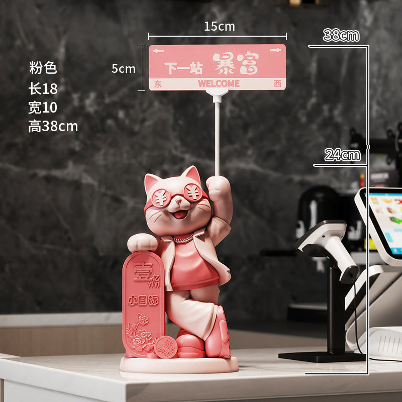 Creative Front Desk Cashier Creative Lucky Cat Desktop Decoration Ornament New Store Opening Front Desk Decoration Gift for Friends
