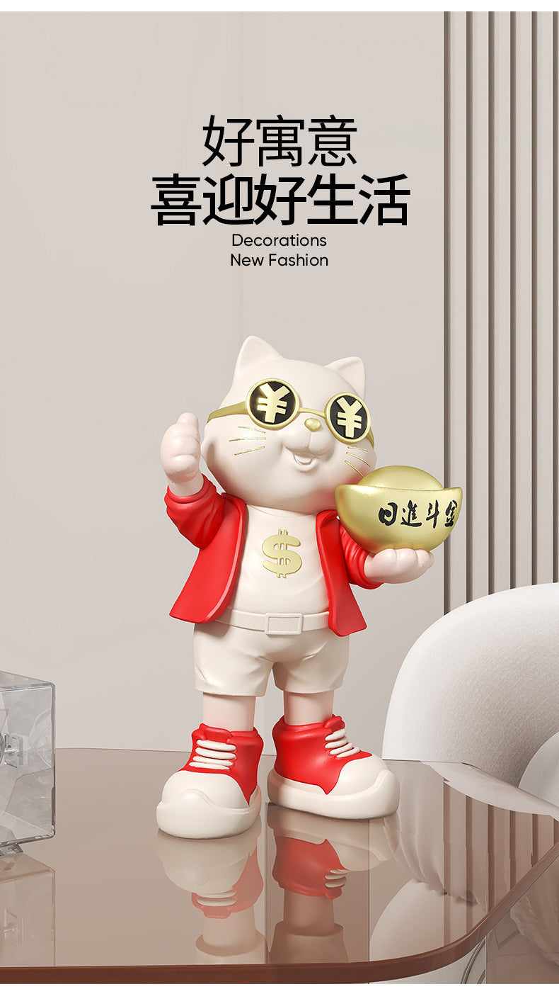 Fortune Cat Ornament for Store Opening, Cashier Gift, Living Room TV Cabinet, Wine Cabinet, Entrance Hall, Office Home Decoration