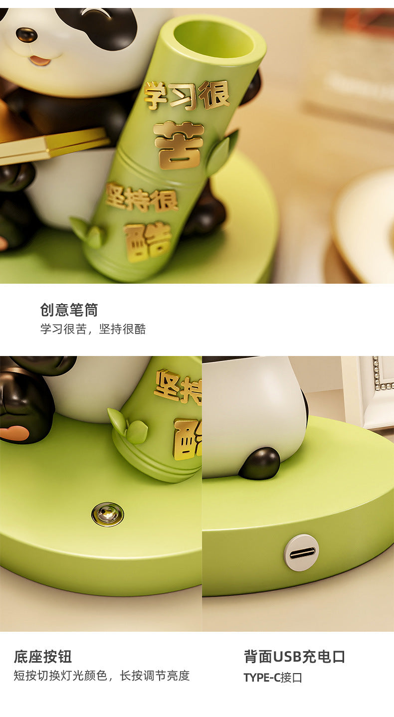 Panda Rechargeable Table Lamp Three Colors Bedside Lamp Bedroom Bedside Desk Desktop High-end Decorations Housewarming Gifts
