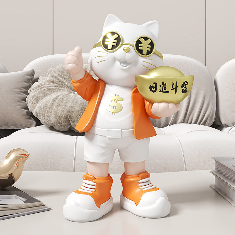 Fortune Cat Ornament for Store Opening, Cashier Gift, Living Room TV Cabinet, Wine Cabinet, Entrance Hall, Office Home Decoration