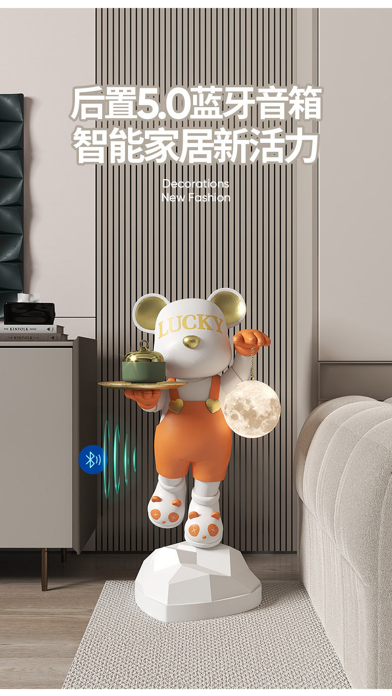 Lucky Violent Bear Floor Large Ornament Tray Storage Moon Lamp TV Cabinet Side Sofa Decoration Housewarming Gift