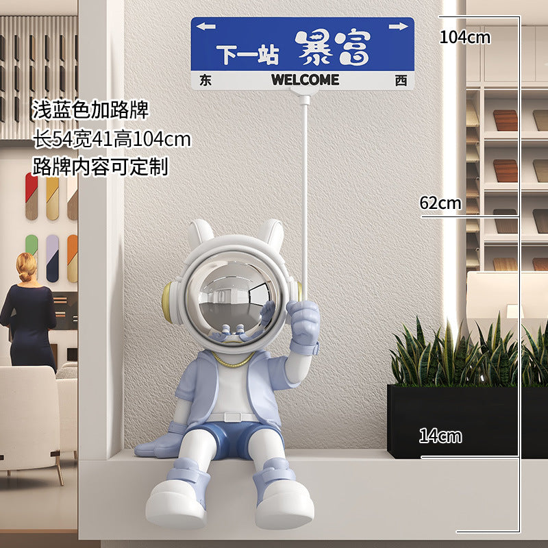 Astronaut Sitting Figurine Living Room TV Cabinet Large Entrance Floor Decoration Money Box Bluetooth Speaker