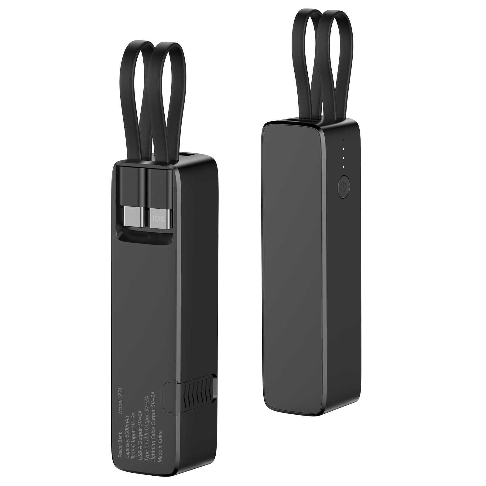 Hot 2025 5000mah Mobile Phone Power Supply Mobile Phone Station Power Bank with Torch Bracket Built-in 2 Cables Mini Power Banks