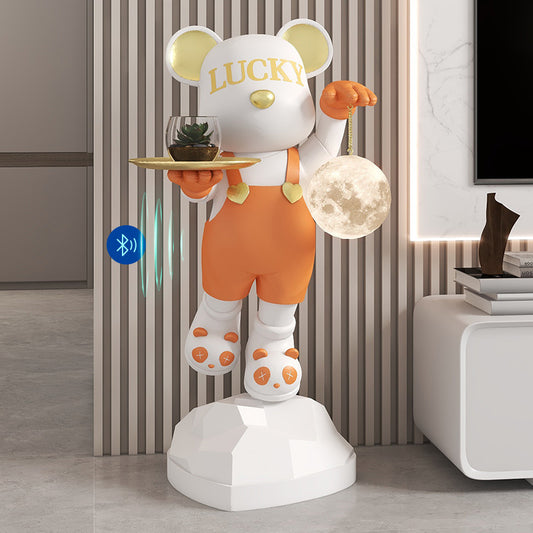 Lucky Violent Bear Floor Large Ornament Tray Storage Moon Lamp TV Cabinet Side Sofa Decoration Housewarming Gift