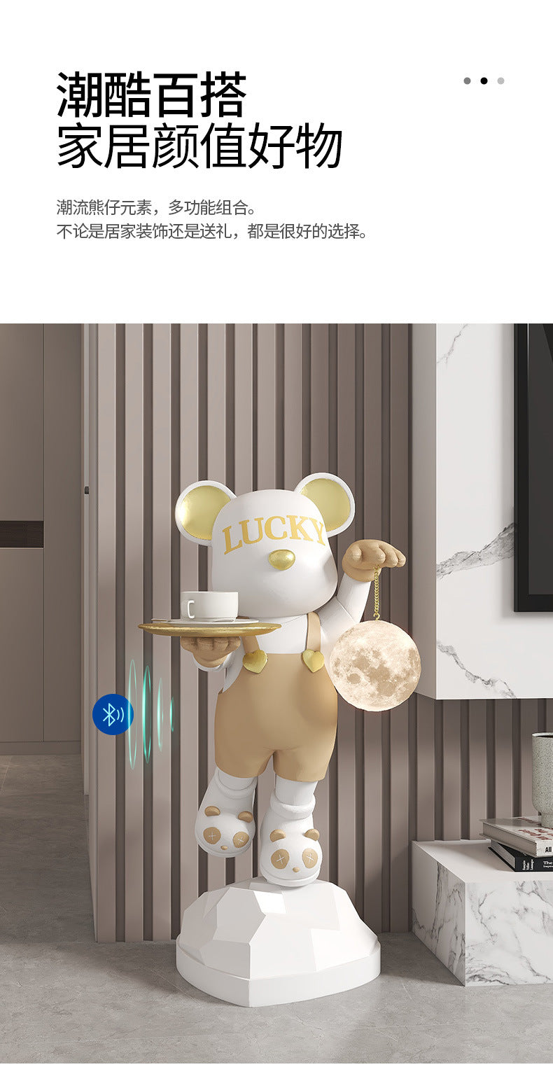 Lucky Violent Bear Floor Large Ornament Tray Storage Moon Lamp TV Cabinet Side Sofa Decoration Housewarming Gift
