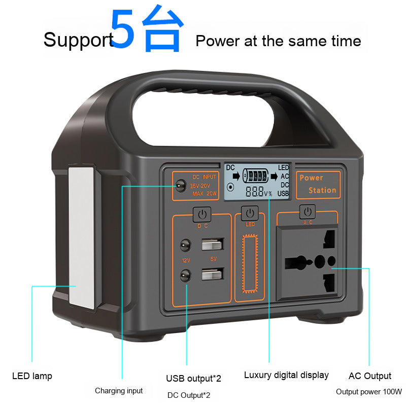 CE Certified 100W Portable Power Supply LED Display Manufacturer Supply Solar Panel Outdoor Power Bank Featuring MPPT Controller