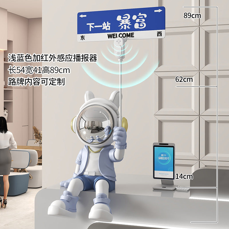 Astronaut Sitting Figurine Living Room TV Cabinet Large Entrance Floor Decoration Money Box Bluetooth Speaker