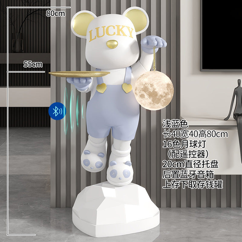 Lucky Violent Bear Floor Large Ornament Tray Storage Moon Lamp TV Cabinet Side Sofa Decoration Housewarming Gift