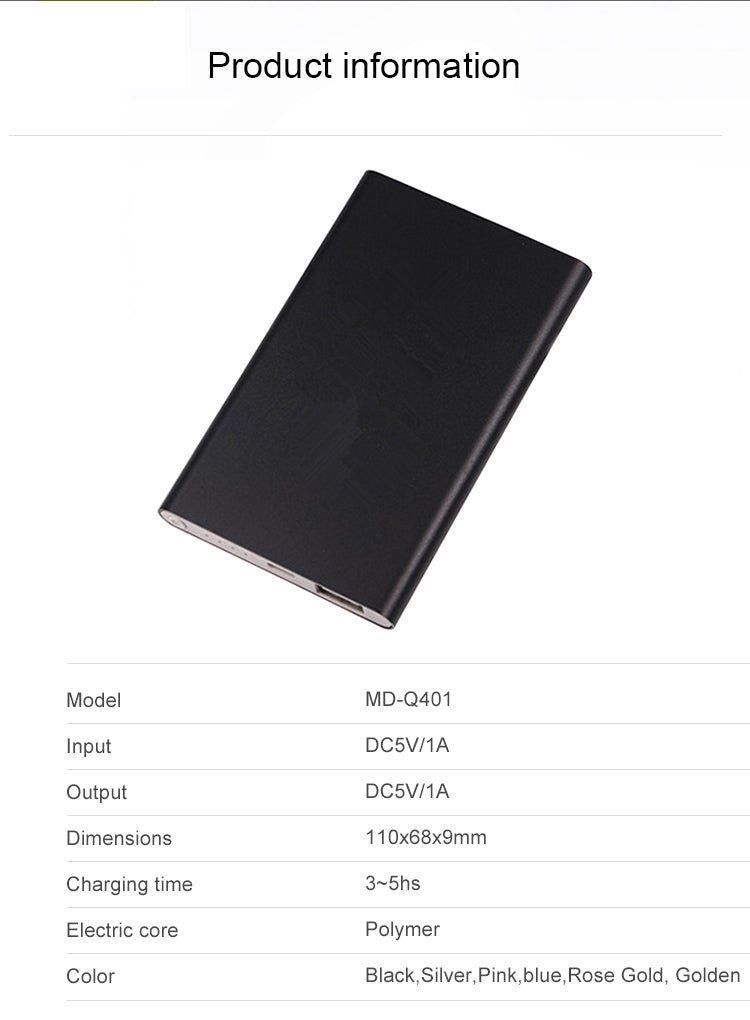 Portable 10000mAh Power Bank with Logo OEM Mini USB Charging Slim CE Certified 5V 1A Universal Charging for Mobile Phones