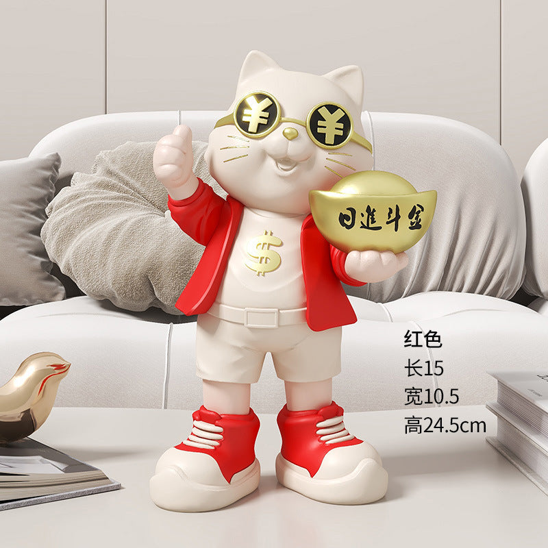Fortune Cat Ornament for Store Opening, Cashier Gift, Living Room TV Cabinet, Wine Cabinet, Entrance Hall, Office Home Decoration