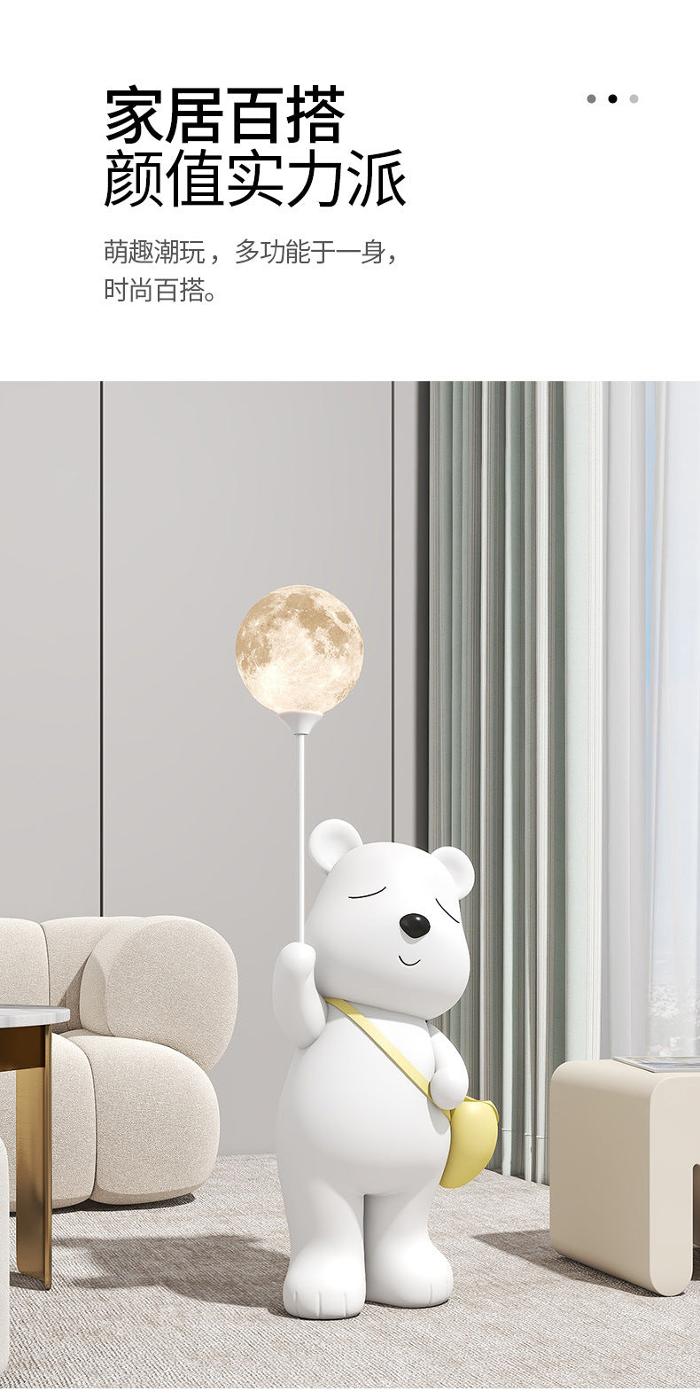 Cute Polar Bear Large Floor Ornament for Living Room TV Cabinet Entrance Welcome Decoration Violent Bear
