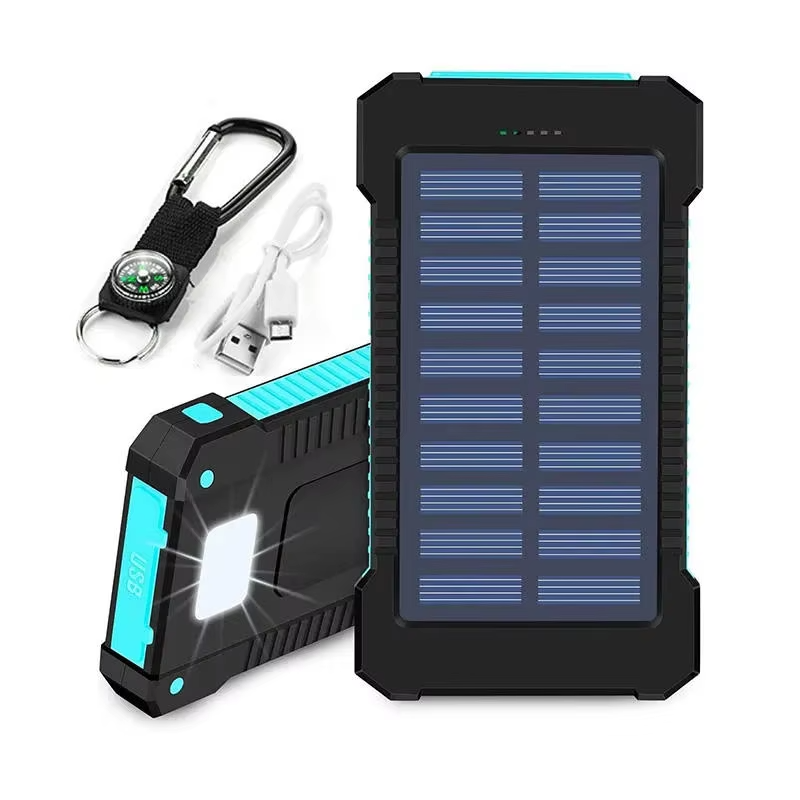 Waterproof Outdoor Solar Power Bank 10000mAh Dual USB Travel Outdoor Solar Mobile Phone Charger Solar Powerbanks for Camping