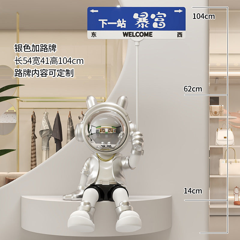 Astronaut Sitting Figurine Living Room TV Cabinet Large Entrance Floor Decoration Money Box Bluetooth Speaker