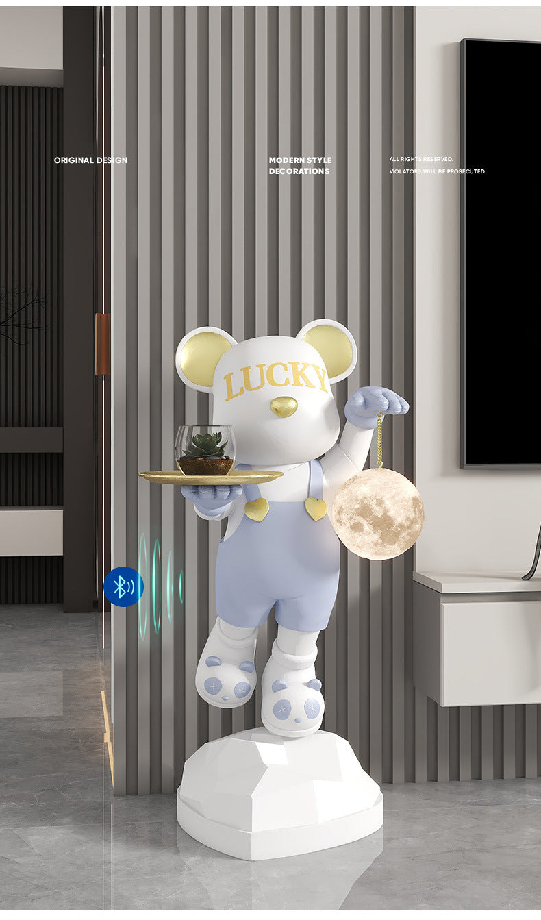 Lucky Violent Bear Floor Large Ornament Tray Storage Moon Lamp TV Cabinet Side Sofa Decoration Housewarming Gift