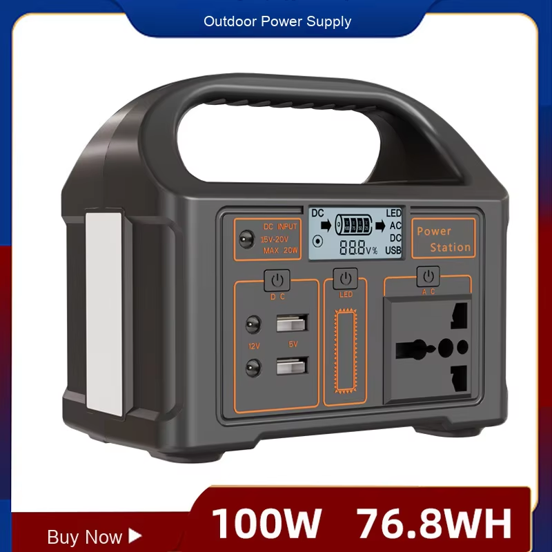 CE Certified 100W Portable Power Supply LED Display Manufacturer Supply Solar Panel Outdoor Power Bank Featuring MPPT Controller