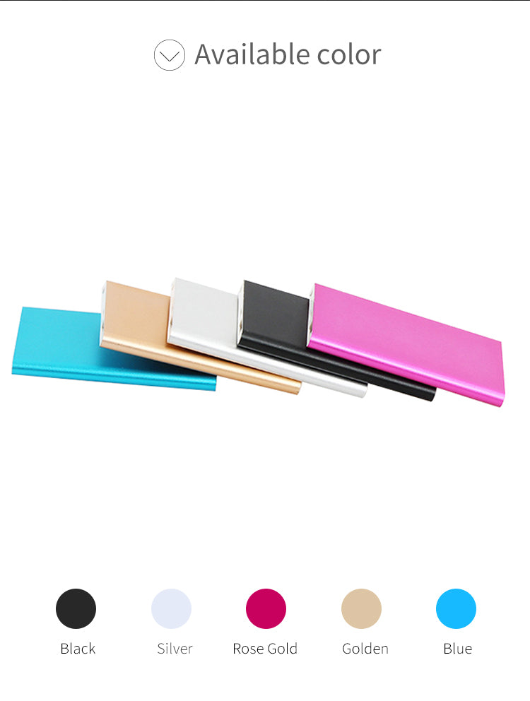 Portable 10000mAh Power Bank with Logo OEM Mini USB Charging Slim CE Certified 5V 1A Universal Charging for Mobile Phones