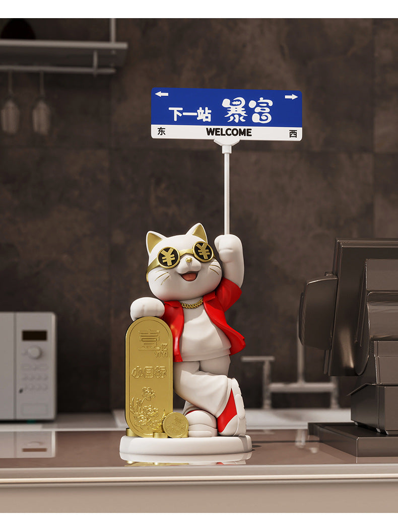 Creative Front Desk Cashier Creative Lucky Cat Desktop Decoration Ornament New Store Opening Front Desk Decoration Gift for Friends
