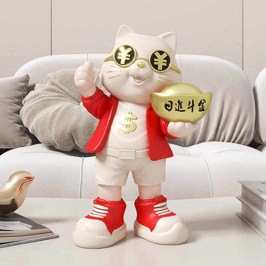 Fortune Cat Ornament for Store Opening, Cashier Gift, Living Room TV Cabinet, Wine Cabinet, Entrance Hall, Office Home Decoration