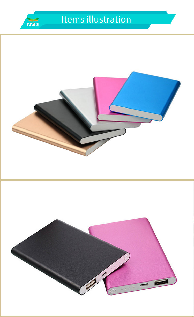 Portable 10000mAh Power Bank with Logo OEM Mini USB Charging Slim CE Certified 5V 1A Universal Charging for Mobile Phones