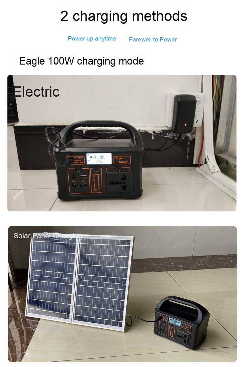 CE Certified 100W Portable Power Supply LED Display Manufacturer Supply Solar Panel Outdoor Power Bank Featuring MPPT Controller