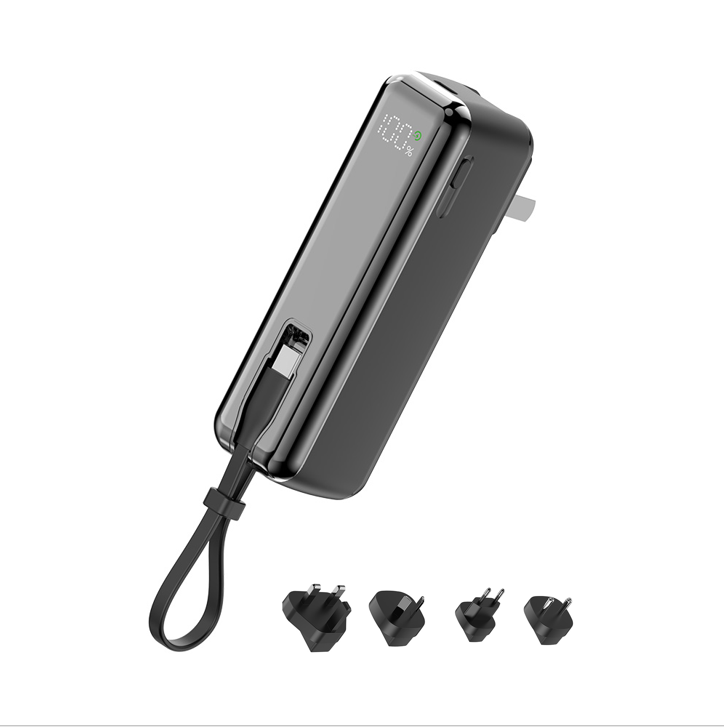 2025 New 5000mAh Portable Battery Charger 3 1 Power Banks Wall Charger Fast Type C Cable Display Feature Fast Charging Function