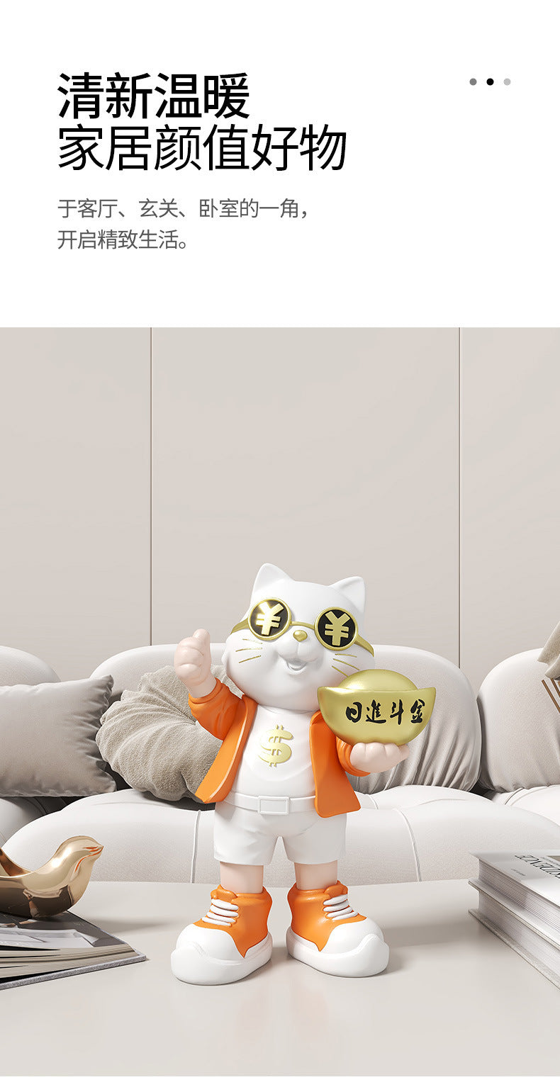 Fortune Cat Ornament for Store Opening, Cashier Gift, Living Room TV Cabinet, Wine Cabinet, Entrance Hall, Office Home Decoration