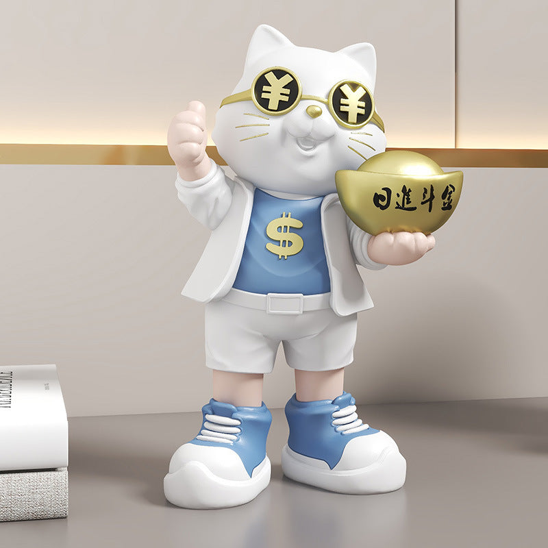 Fortune Cat Ornament for Store Opening, Cashier Gift, Living Room TV Cabinet, Wine Cabinet, Entrance Hall, Office Home Decoration