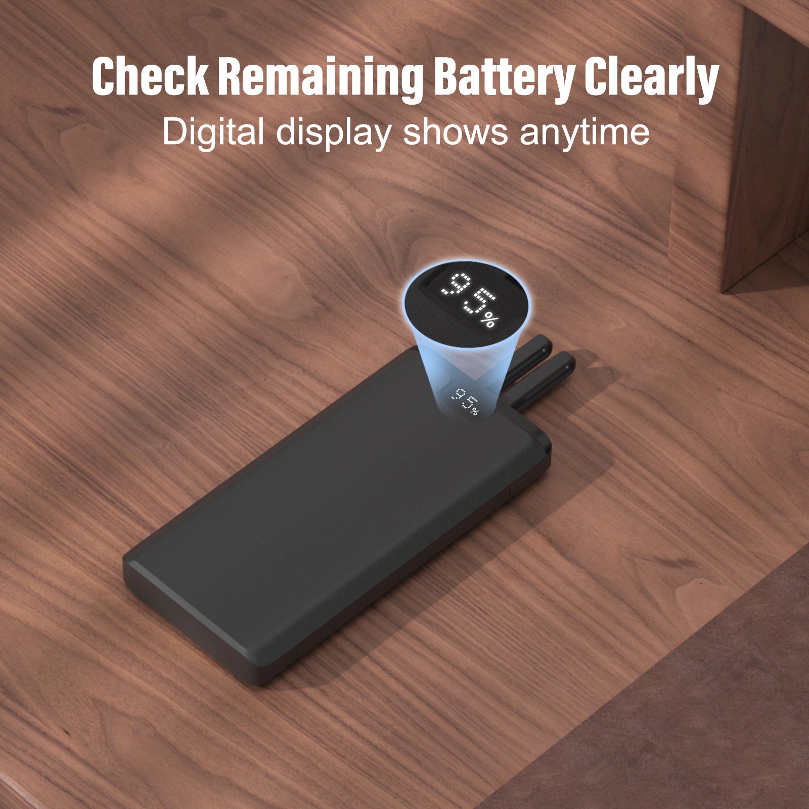 CE Fcc Rohs Power Bank 10000mah 22.5w Fast Charging Power Bank with Led Display Built in Cable